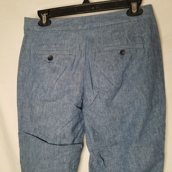 Banana Republic Women's Avery Blue Chambray Linen Blend Crop Ankle Pants Size 4P - Picture 8 of 10